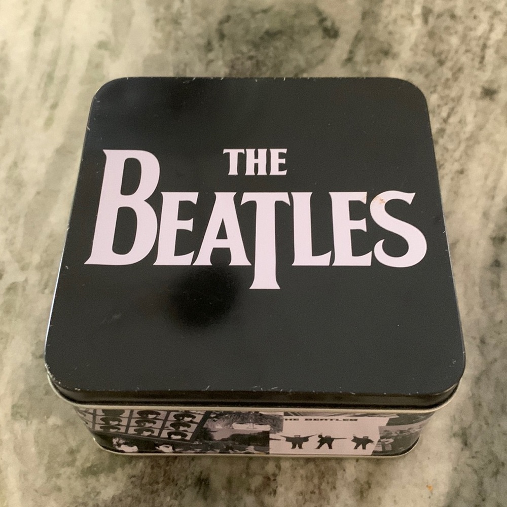 BEATLES, set of 13 coasters in metal tin unused condition , collector item.